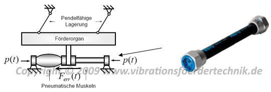 Pneumatische Muskel zur Krafterregung bei Vibrationsförerern